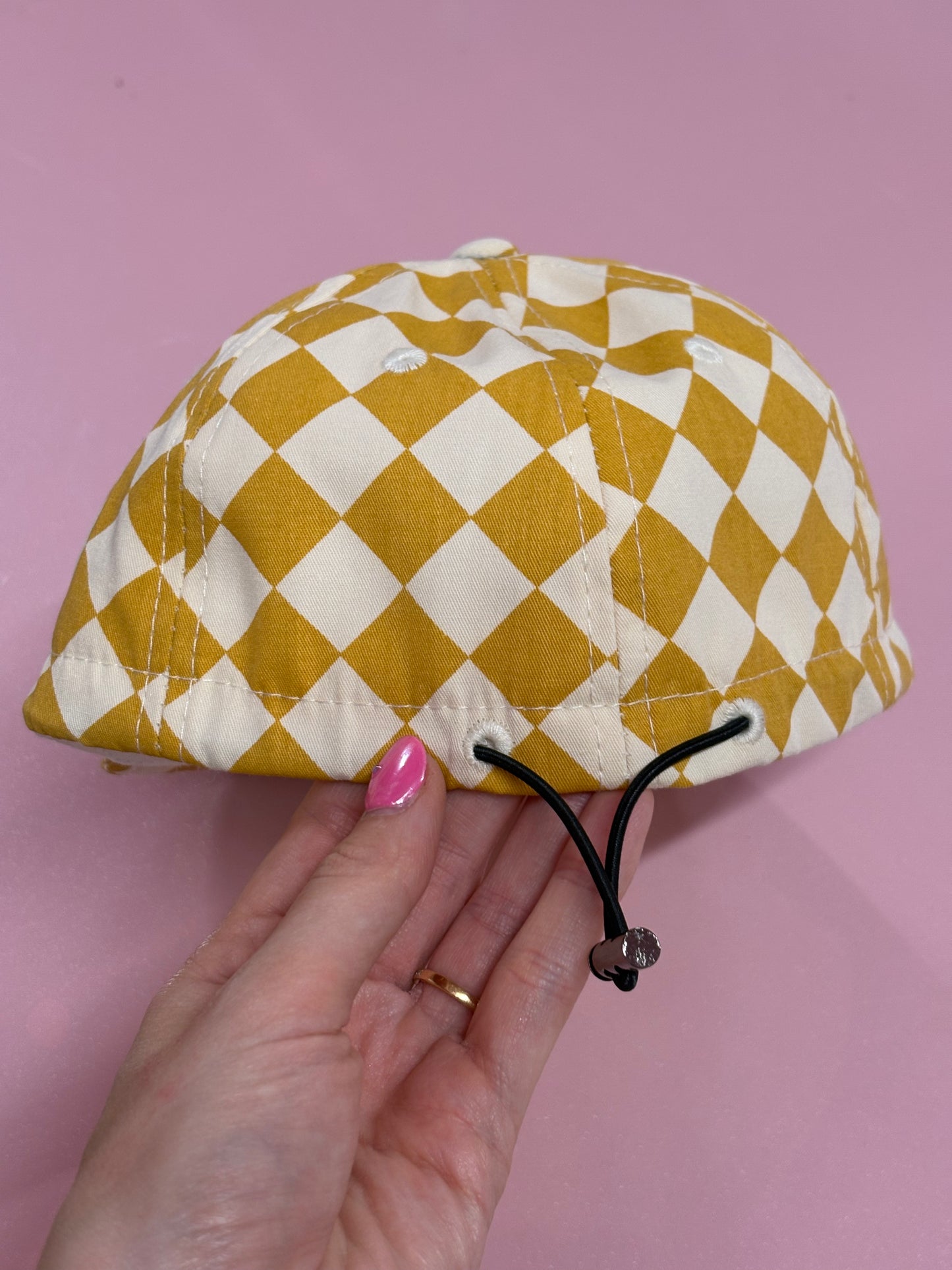 Kids Mustard Checkered Cap