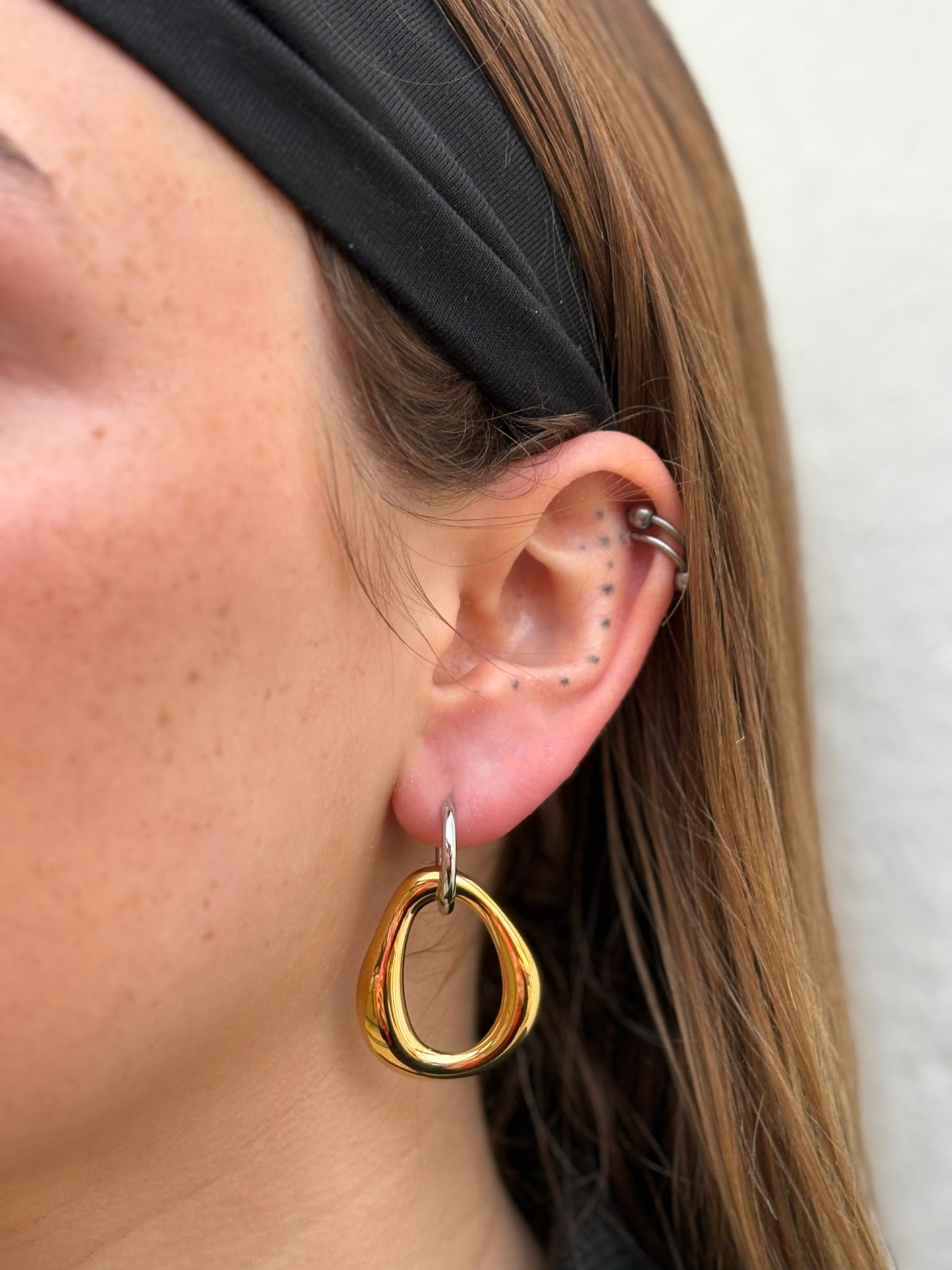 Mixed Metal Drop Earring