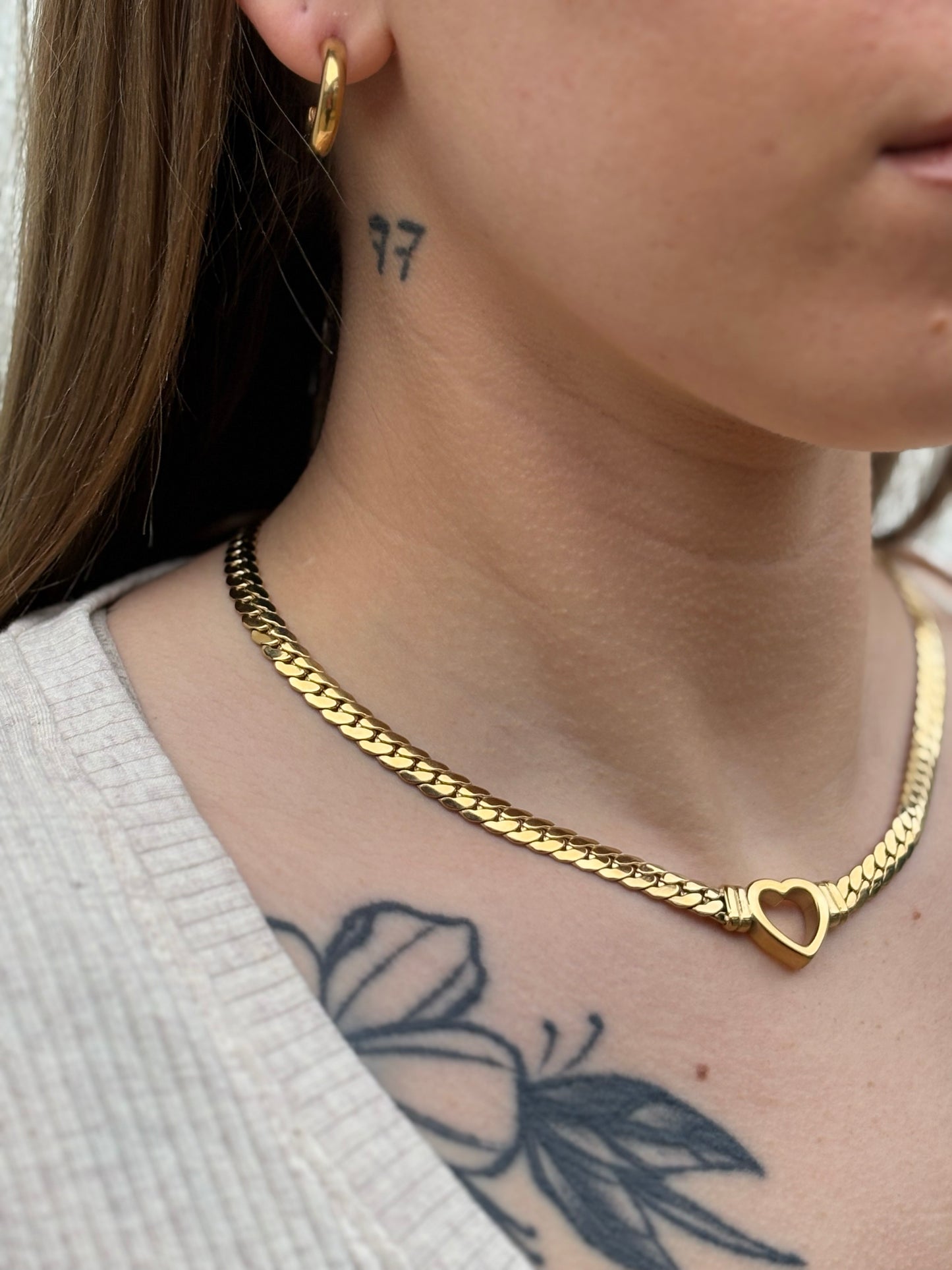 Gold Heart Chain Necklace