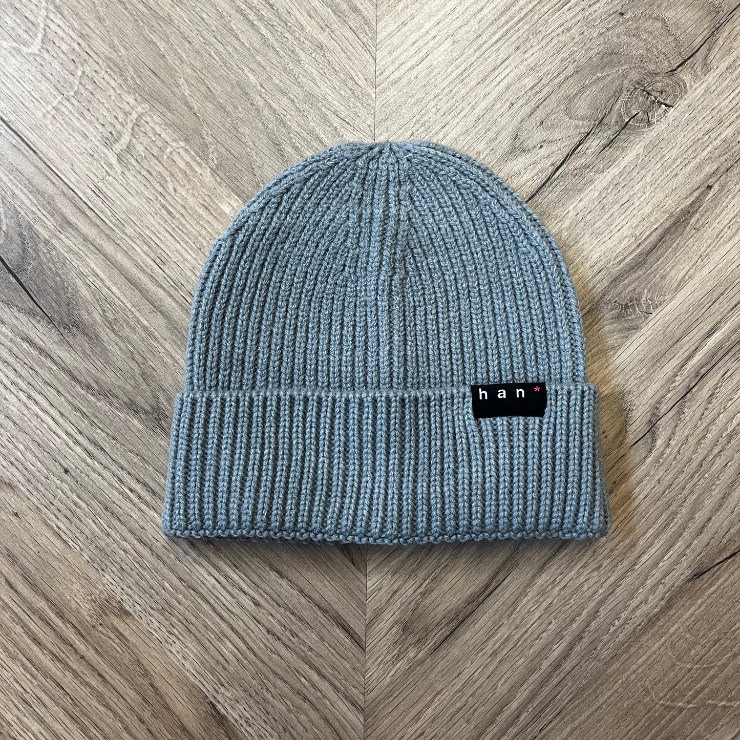 Pale Grey Ribbed Beanie