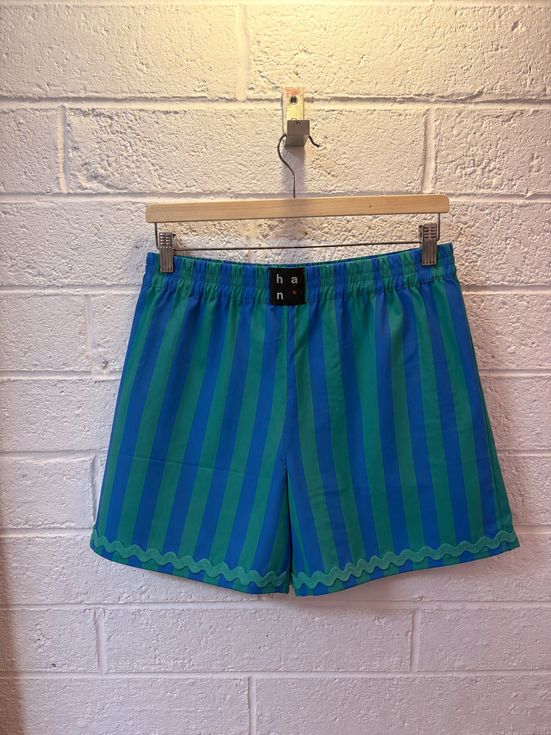 PREMIUM Blue Green Striped Shorts