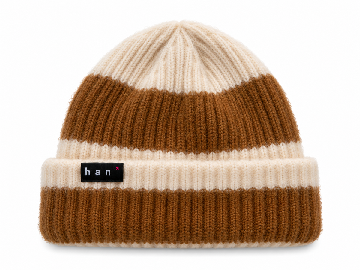 Toffee & Cream Stripe Beanie