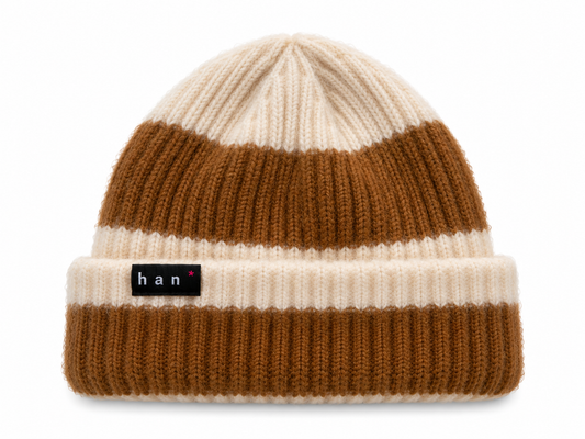 Toffee & Cream Stripe Beanie
