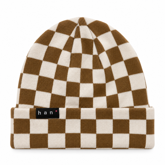 Toffee & Cream check Beanie