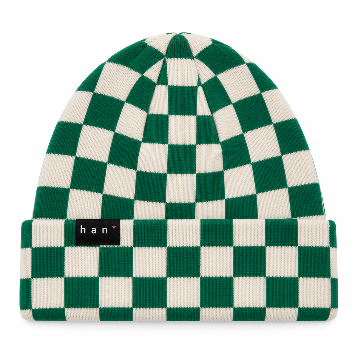 Green & White check Beanie