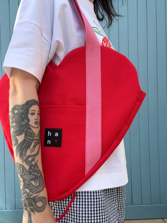 PREMIUM Heart Shaped Tote Red & Pink