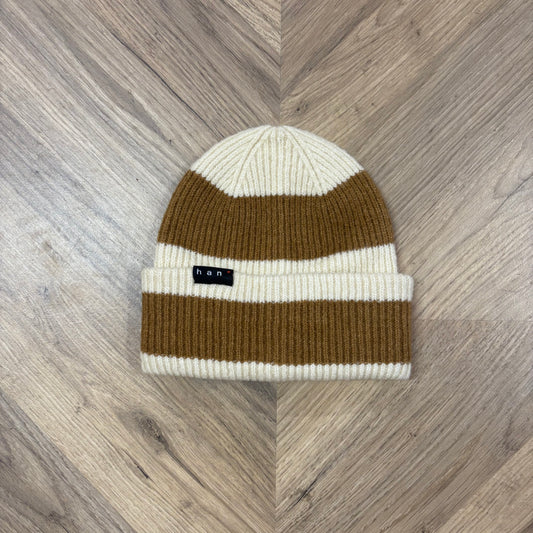 Toffee & Cream Stripe Beanie