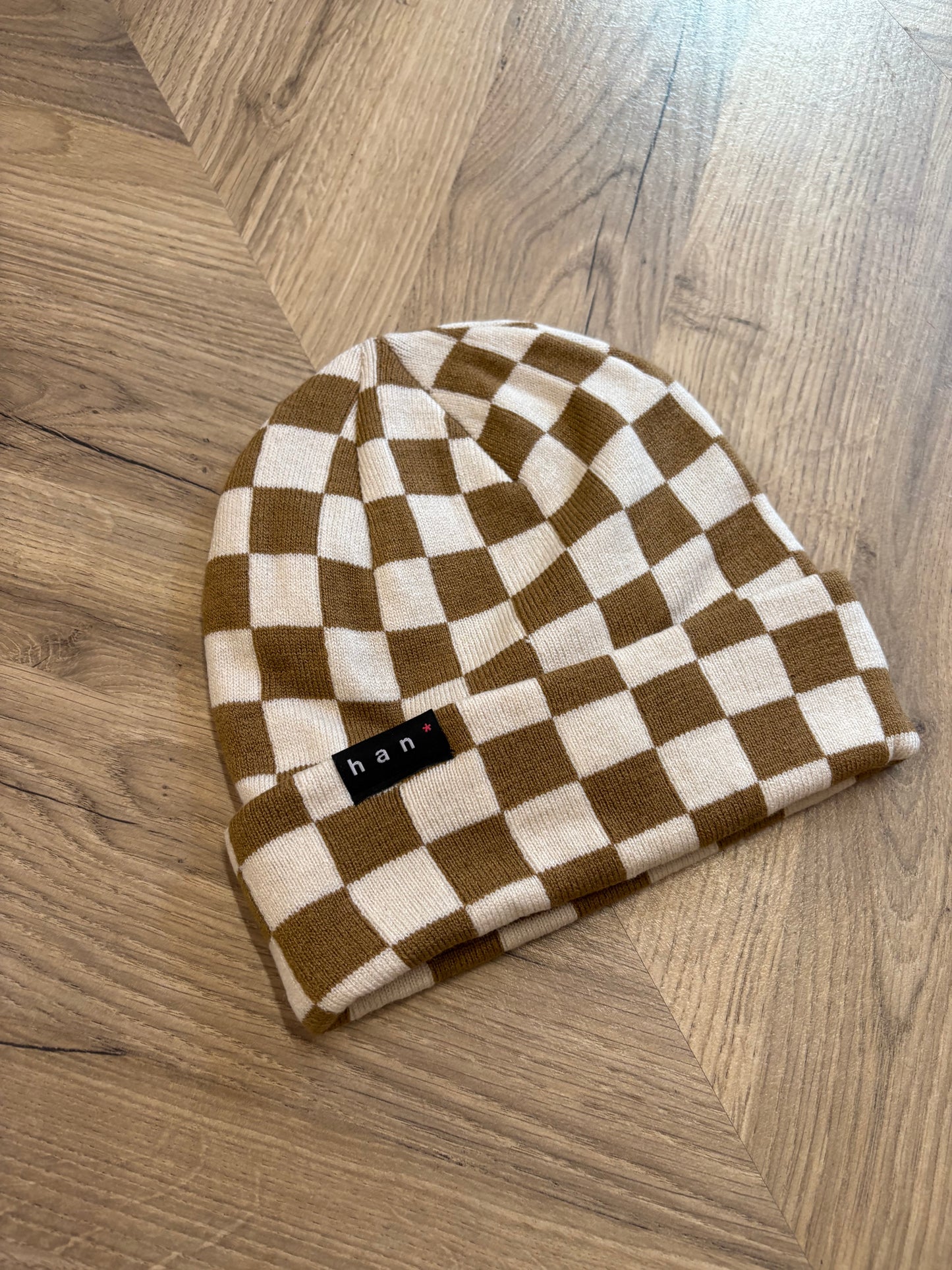 Toffee & Cream check Beanie