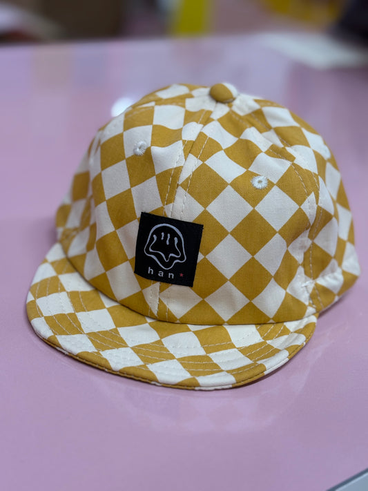 Kids Mustard Checkered Cap