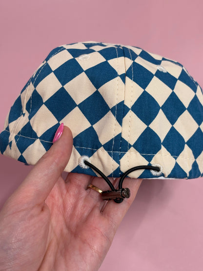 Kids Teal Checkered Cap